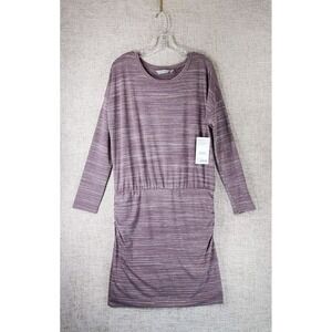 Athleta Beyond Soft Avenues Dress Womens Large Dusty Plum Knit Ruched NEW